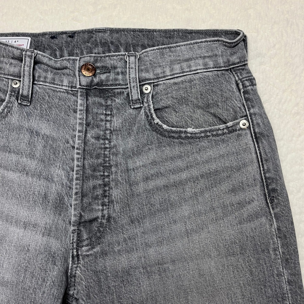 Gap Jeans Womens 27/4R Grey Cheeky Straight High Rise Raw Hem Denim 4852